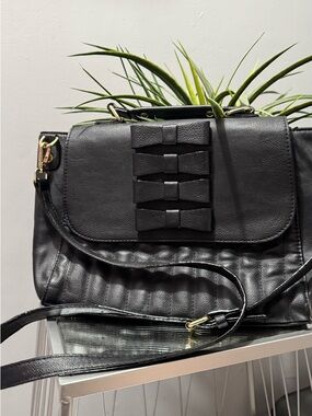 Betsey Johnson Black Bow-Front Crossbody Bag